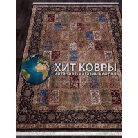 Иранский ковер Qum 611 Синий-бежевый